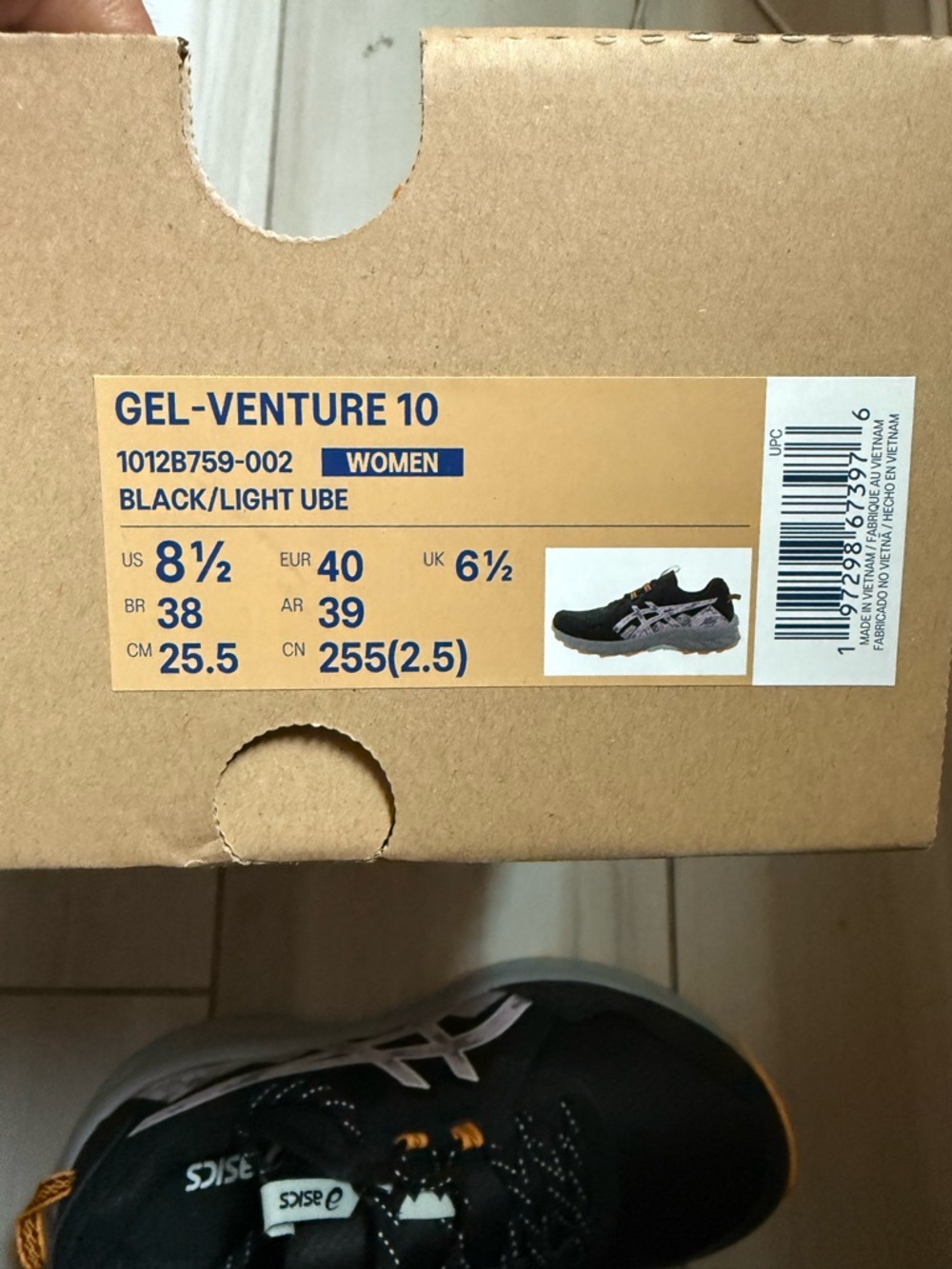 Asics Gel- Venture 10 Black Trail Running Sneakers - Picture 7 of 7